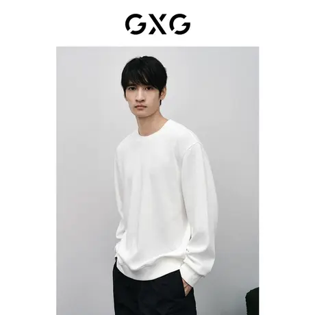 GXG男装 商场同款新年系列白色绣花卫衣 24年春季新品GFX13101091图片