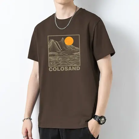 260g重磅纯棉国潮t恤男短袖宽松圆领上衣服潮牌夏季半袖全棉体恤商品大图