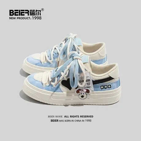 蓓尔扎染复古2024春季新款小众原创厚底板鞋女百搭学生休闲帆布鞋商品大图