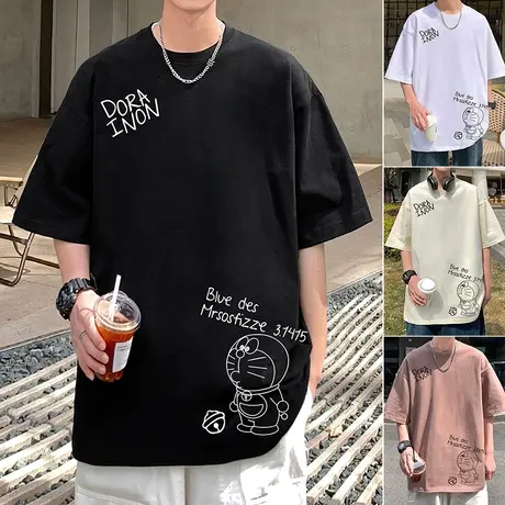 短袖t恤男夏季新款卡通纯棉体恤潮流宽松美式vintage半截袖上衣服图片