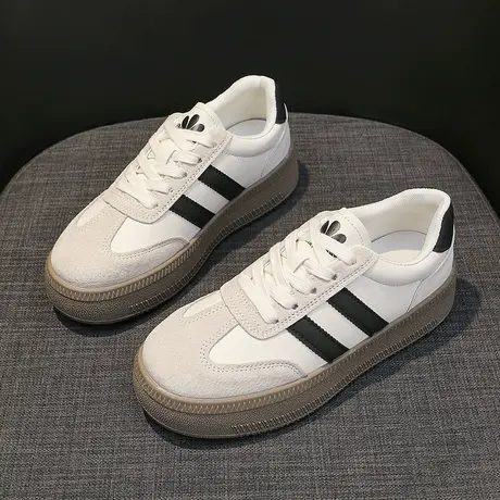 爆款厚底德训鞋子女款小白鞋2024春秋新款复古帆布鞋运动休闲板鞋图片