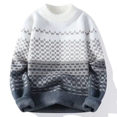 水貂绒软糯毛衣男士秋冬季2023新款加厚青少年学生针织衫保暖上衣商品大图