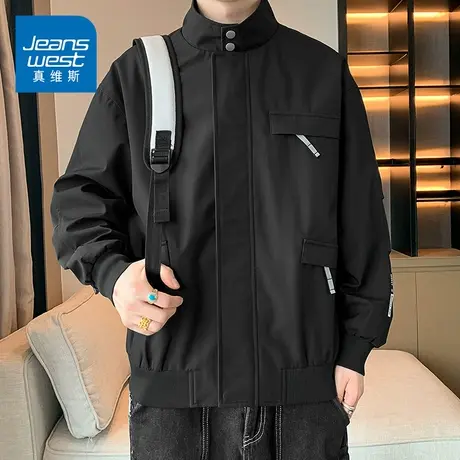 KZ真维斯美式冲锋衣外套男士夹克工装立领冬天2023新款衣服秋冬季商品大图