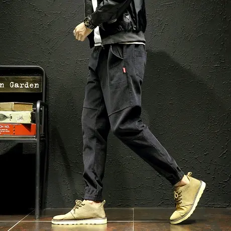 秋季男裤子韩版潮流新款百搭宽松休闲裤2021学生小脚灯芯绒哈伦裤商品大图