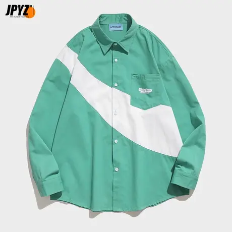 秋季2022新款工装衬衫男长袖日系潮流宽松口袋衬衣休闲百搭外套潮商品大图