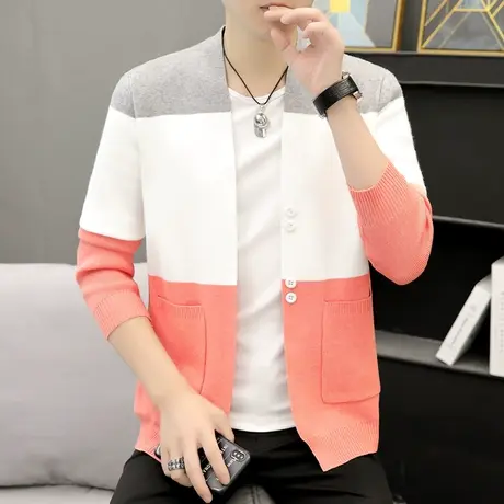 小清新情侣款毛衣开衫外套男春秋季薄款针织衫男生时尚秋装ins潮商品大图