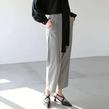 秋冬新款韩版cec裤子女直筒宽松西装裤气质休闲裤商品大图