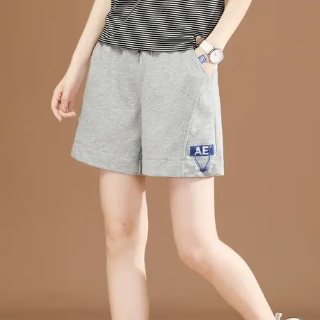 韩潮袭人松紧腰灰色运动短裤子女夏2023年新款宽松休闲阔腿热裤薄图片
