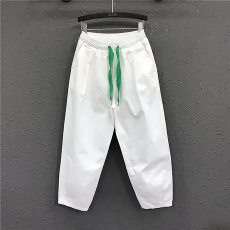 简约休闲女士百搭老爹裤2023春夏新款宽松显瘦高腰白色牛仔哈伦裤图片