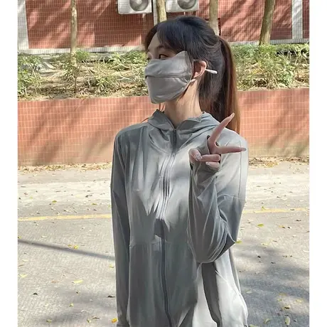 冰丝防晒衣女夏季2023新款宽松透气防紫外线外套连帽空调衫防晒服图片