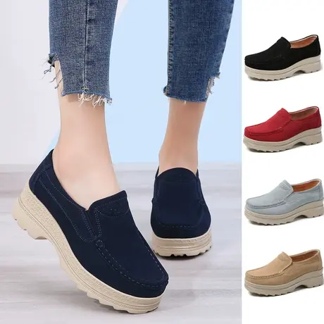 2023新款春秋女鞋厚底休闲鞋软底防滑孕妇鞋子一脚蹬老北京布鞋女商品大图