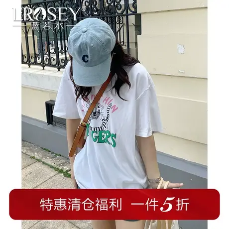 大码女装设计感动物印花T恤胖mm夏装美式休闲显瘦短袖上衣ins潮图片
