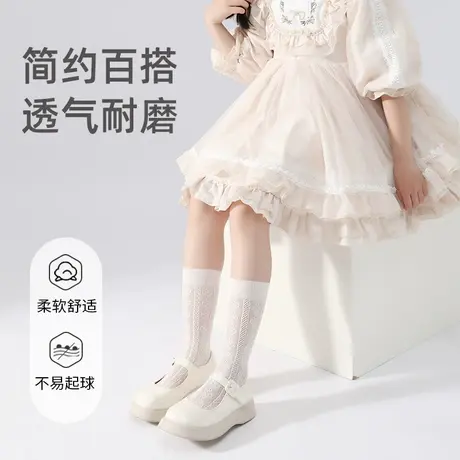 儿童袜子女童洛丽塔夏季薄款长筒公主袜子春秋款女宝蝴蝶结中筒袜商品大图