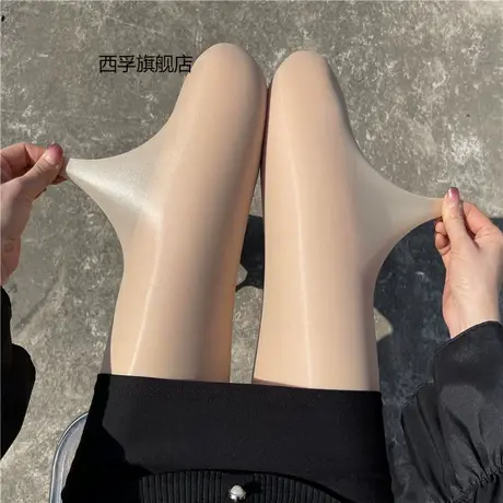 极光马油丝袜光腿神器夏季薄款肉丝油亮光滑性感防勾丝黑丝连裤袜商品大图