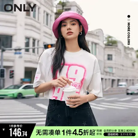 ONLY秋季印花圆领短款T恤女|123201060商品大图