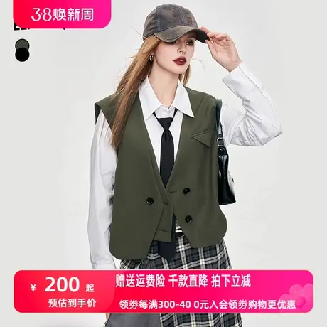 妖精的口袋学院风西装马甲背心女2024年早春新款叠穿设计感坎肩图片