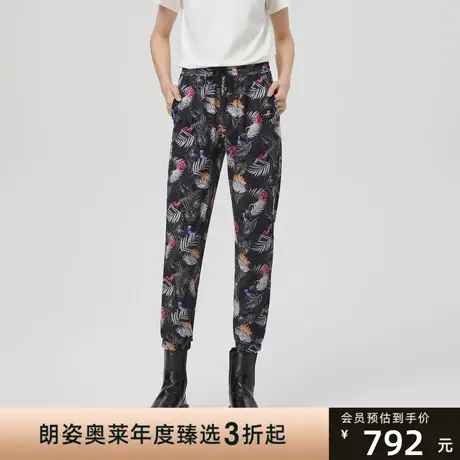 朗姿/LANCY纯棉小脚裤女秋季新款印花休闲长裤女商场同款专柜正品商品大图