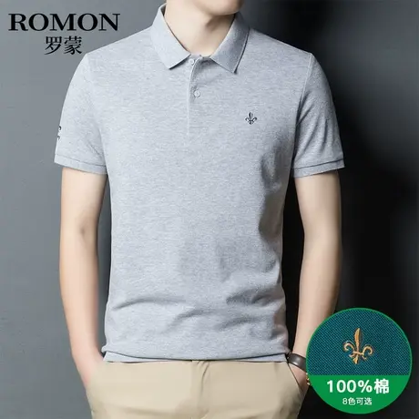 罗蒙纯棉polo衫男士时尚修身百搭短袖T恤纯色上衣夏季薄款体恤男图片