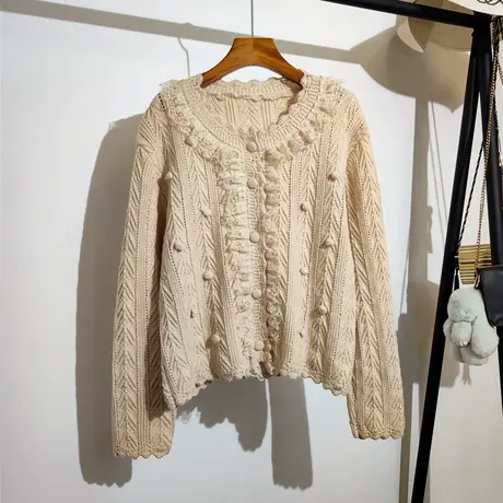 小香风针织开衫女秋冬新款法式复古甜美温柔气质短款时尚毛衣外套商品大图