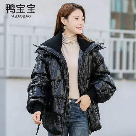 鸭宝宝2023新款冬季羽绒服女时尚休闲系带收腰保暖外套商品大图