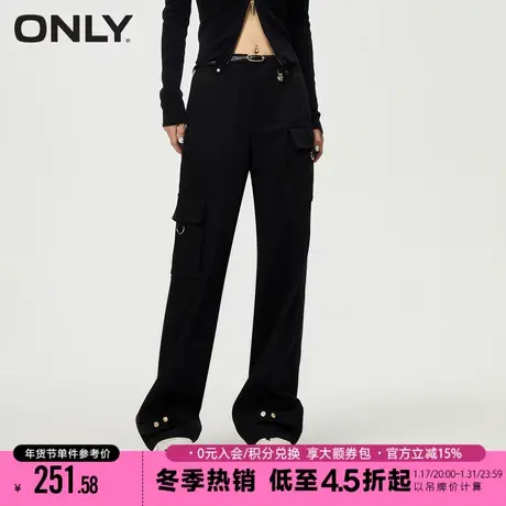 ONLY夏季时尚透气百搭高腰显瘦立体大口袋直筒工装裤休闲裤女商品大图