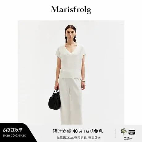 【蛋型裤系列】玛丝菲尔夏季时尚休闲白色直筒三醋纤香蕉裤商品大图