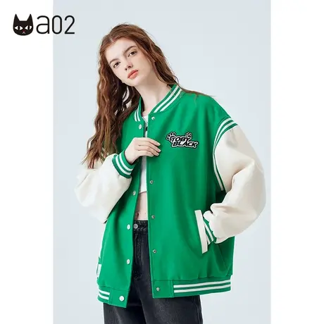 a02原创潮牌百搭棒球服女2023秋季拼接宽松学院风外套休闲上衣女商品大图