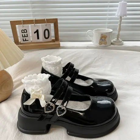 厚底小皮鞋女春季2023新款松糕厚底法式复古学院风日系JK玛丽珍鞋商品大图