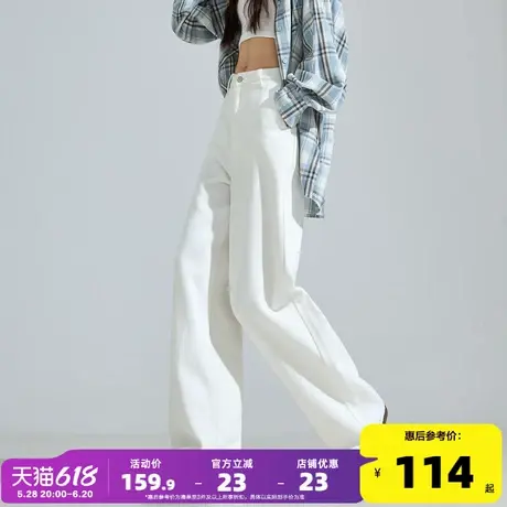唐狮2025秋新款女休闲裤宽松净色阔腿长裤休闲舒适纱卡阔腿长裤图片