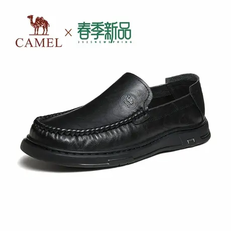 骆驼男鞋2025春季新款商务休闲皮鞋中年套脚舒适真皮百搭乐福鞋商品大图