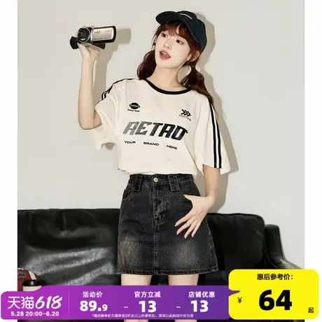 唐狮2025夏季女新款短袖T恤运动风时尚休闲百搭纯棉减龄宽松女装图片