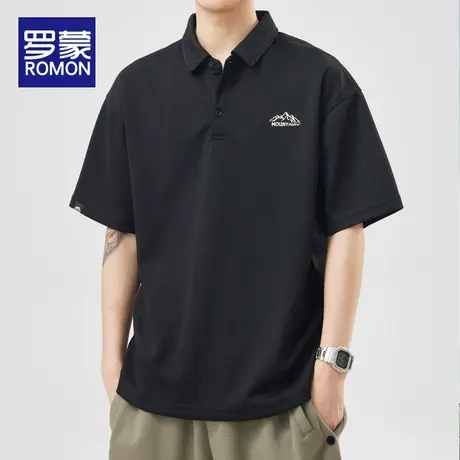 罗蒙冰丝Polo衫男短袖t恤男士潮牌夏季薄款2025新款美式休闲体恤图片