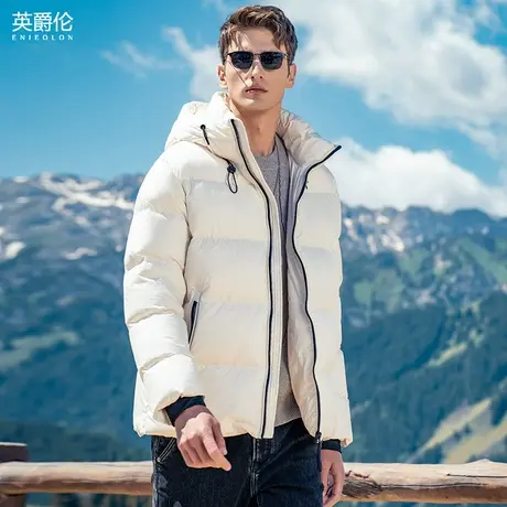 90%白鸭绒子 高蓬大朵绒 英爵伦羽绒服男款连帽加厚保暖冬季外套商品大图