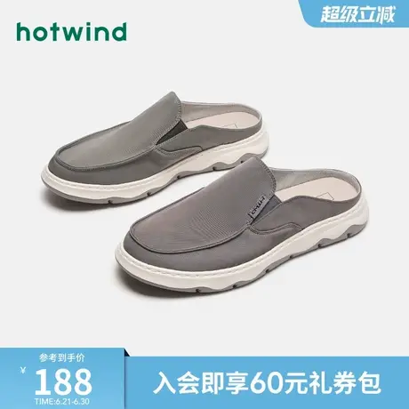 热风男鞋春季新款布鞋男士时尚休闲鞋一脚蹬舒适套脚半拖潮流鞋子商品大图