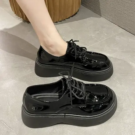 英伦风小皮鞋女春秋2023年秋季新款日系百搭玛丽珍厚底单鞋高级感商品大图