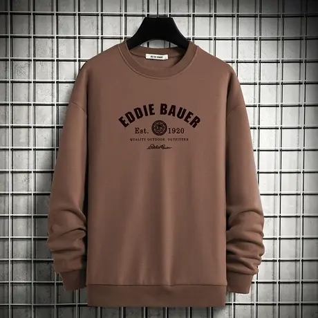 套头卫衣男生宽松潮流百搭保暖加绒加厚无帽秋季上衣圆领长袖t恤图片