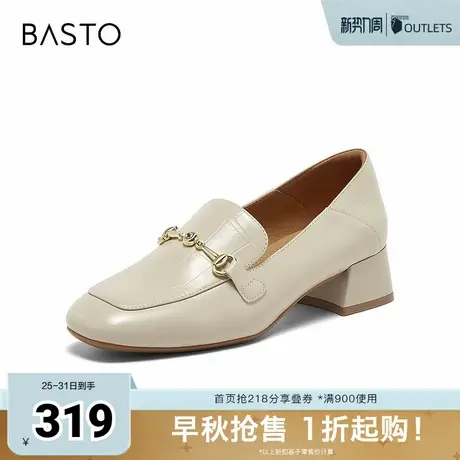 百思图2025秋季新款乐福鞋时尚复古通勤粗跟方头女单鞋TL527CA5商品大图