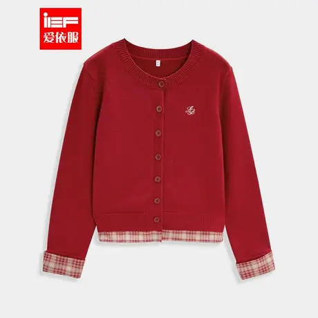 IEF/爱依服【微胖】大码女装2025秋季新款法式拼接设计感毛织外套商品大图