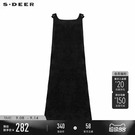 sdeer圣迪奥冬装女装复古简约A字黑色长款马甲S234Z1606商品大图