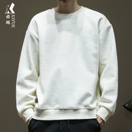 希越精品棉重磅卫衣男秋冬新款双面刷毛套头打底衫宽松大码男上衣商品大图