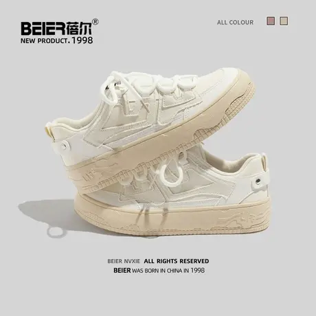 蓓尔小白鞋女2023春季新款原创小众ins百搭学生厚底休闲运动板鞋商品大图