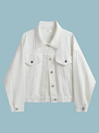 白色牛仔外套女短款2023秋季新款休闲百搭宽松夹克小个子工装上衣图片
