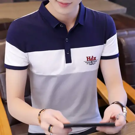 男士短袖t恤夏季棉感长袖polo衫体桖男装青年上衣休闲有领秋衣服图片