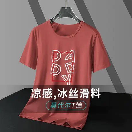 莫代尔t恤男短袖圆领上衣服潮牌潮流夏季冰丝速干凉感半袖体恤衫商品大图