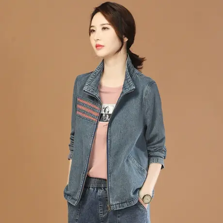 韩潮袭人独特拼接牛仔外套女春春2024新款休闲百搭显瘦夹克棒球服图片