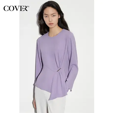 COVER春季醋酸收褶收腰一片式衬衫图片