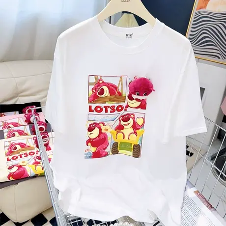 ins奶油风立体小熊花朵软糯短袖夏季韩国东大门遮肚子显瘦T恤宽松图片