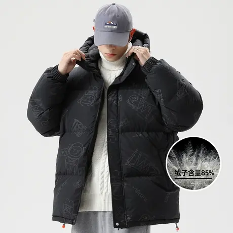 男士加厚羽绒服短款潮牌男装2024新款冬装连帽羽绒外套羽绒衣冬季图片