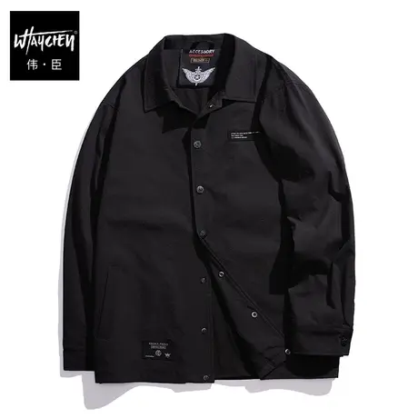 伟臣潮牌大码男装春秋装夹克外套男胖子加肥加大宽松肥佬翻领上衣商品大图