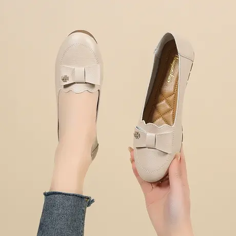 软底单鞋女夏季2024春秋新款百搭平底鞋中年浅口妈妈鞋夏天女鞋子商品大图